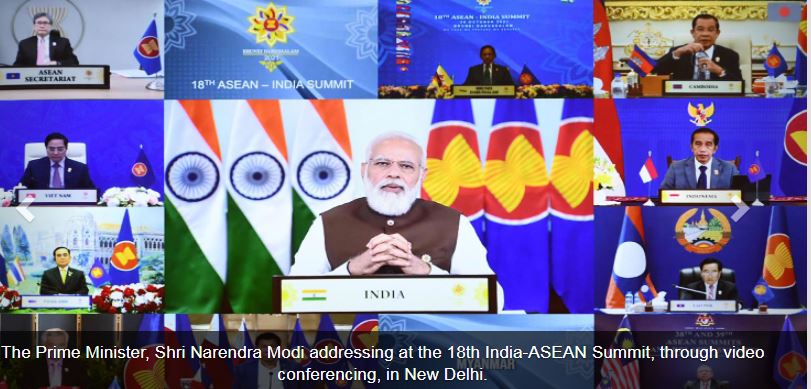 18वें भारत-आसियान शिखर सम्मेलन की सह-अध्यक्षता  –प्रधानमंत्री